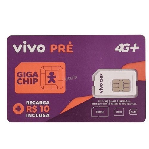 Chip Vivo Pré-pago 4g + Ativação Automática + R$ 10,00 de Recarga com 1 Unidade