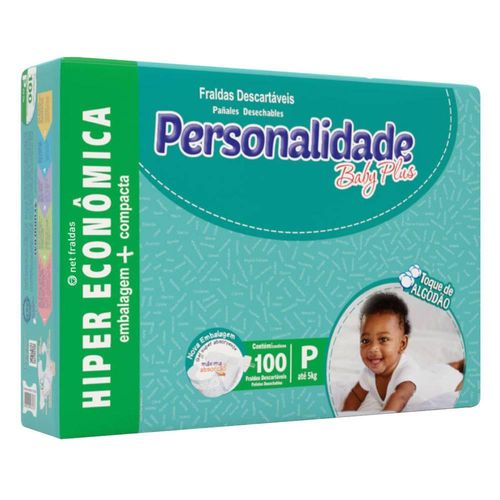 Fralda Personalidade Baby Plus P com 100 Unidades