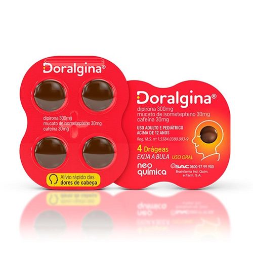 Doralgina 30mg + 300mg + 30mg com 4 Drágeas