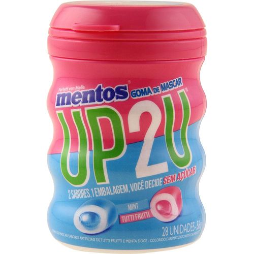 Chicletes Mentos UP2U Mint e Tutti Frutti 56g