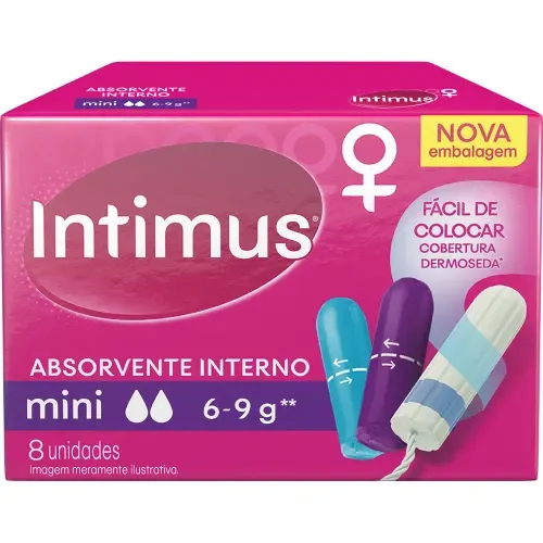 Absorvente Interno Intimus Mini com 8 Unidades