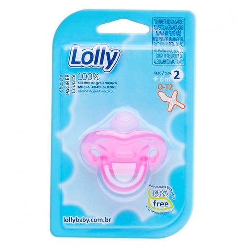 Chupeta Lolly Silicone Ortodôntica Tamanho 2 Rosa com 1 Unidade