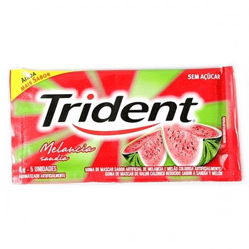 Goma de Mascar Melancia Zero Açúcar Trident Envelope com 5 Unidades com 8g