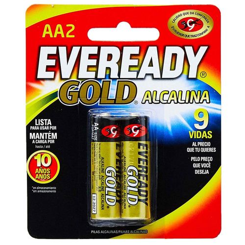 Pilha Alcalina Eveready Gold AA2 com 2 Unidades