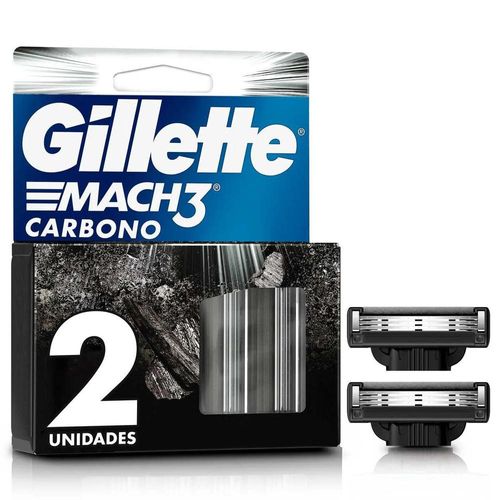 Refil Para Aparelho de Barbear Gillette Mach3 Carbono com 2 Cargas