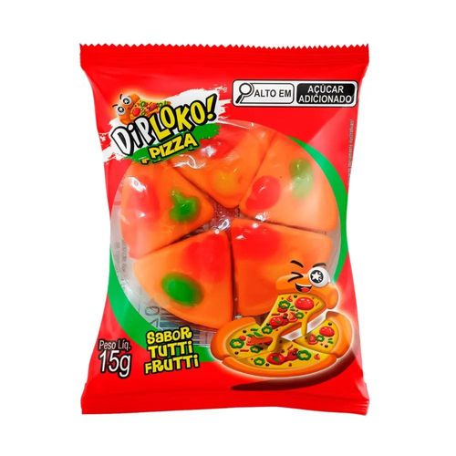 Balas de Gelatina Dipiloko Pizza Sabor Tutti-Frutti 15g