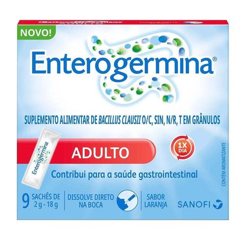 Probiótico Enterogermina Adulto Sabor Laranja com 9 Sachês com 2g