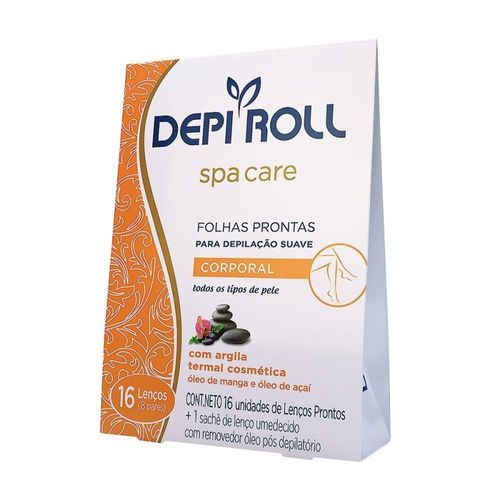 Folhas Depilatórias Corporais Spa Care Argila Depi Roll com 16 Unidades