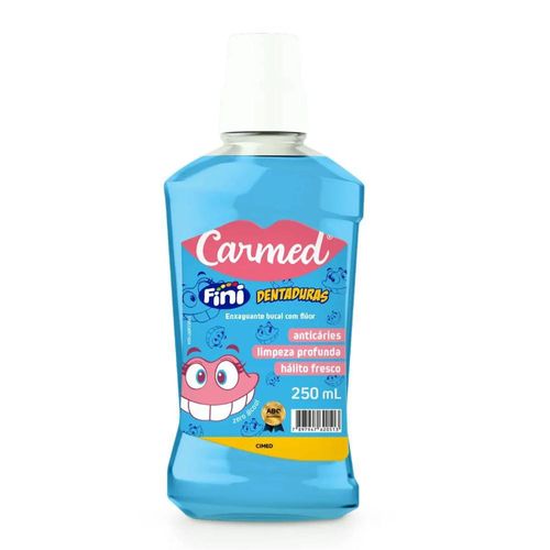 Enxaguante Bucal Sem Álcool Carmed Fini Dentaduras com Flúor 250ml
