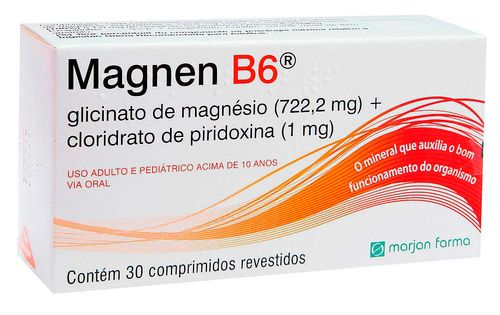 Magnen B6 722,22mg + 1mg com 30 Comprimidos Revestidos