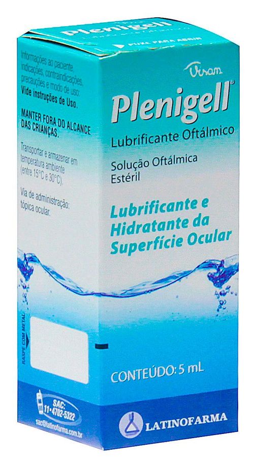 Plenigell 5mg/ml Solução de Uso Oftálmico Frasco Gotejador 5ml