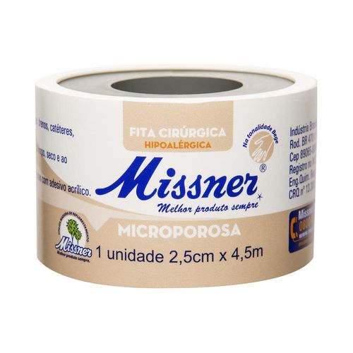 Fita Microporosa Bege Missner 2,5cm X 4,5m com 1 Rolo