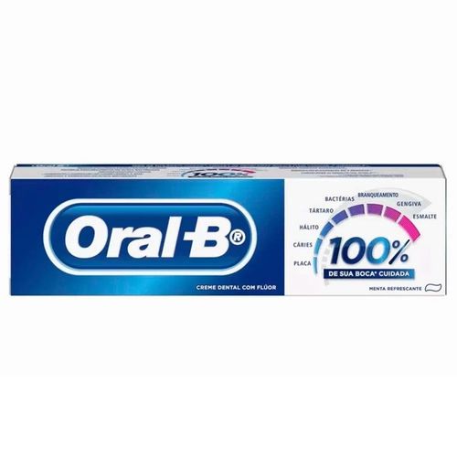 Creme Dental Oral-B 100% Menta Refrescante 70g