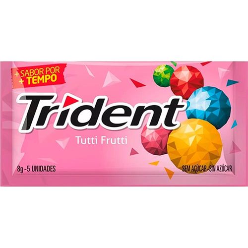 Goma De Mascar Tutti Frutti Zero Açúcar Trident Envelope com 5 Unidades com 8g