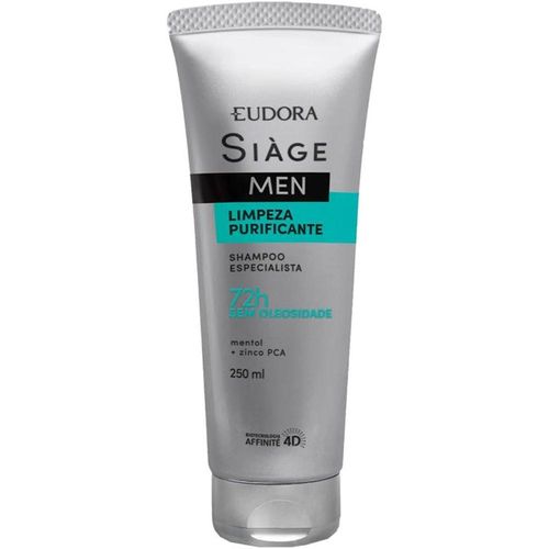 Shampoo Eudora Siàge Men Limpeza Purificante Bisnaga 250ml