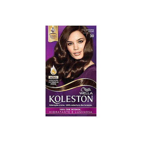 Kit Coloração Creme 30 Castanho Escuro Wella Koleston com 1 Unidade