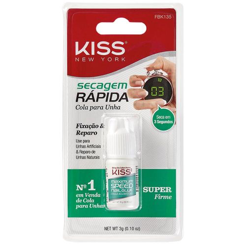 Cola para Unhas Kiss New York Secagem Rápida 3g