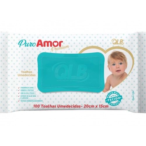 Toalha Umedecidas Puro Amor Premium com 100 Unidades
