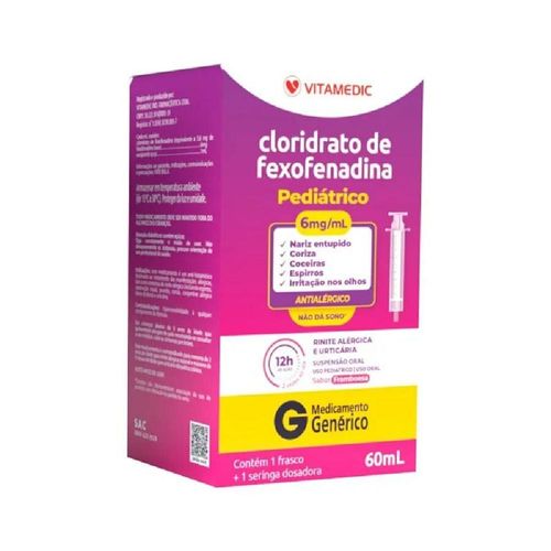Cloridrato de Fexofenadina 6mg/ml Suspensão Oral Frasco 60ml