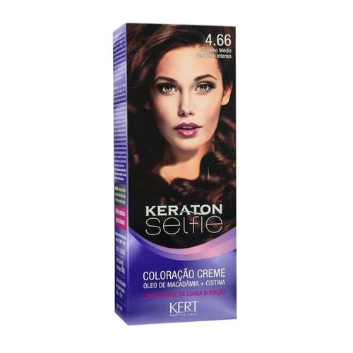 Coloração Creme Selfie Cor Nº 4.66 Castanho Médio Vermelho Intenso Keraton com 1 Unidade