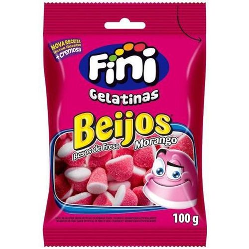 Bala de Gelatina Fini Beijos Morango 100g