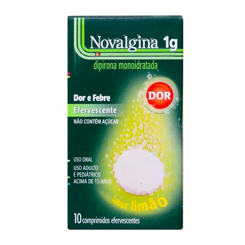 Novalgina 1g Sabor Limão com 5 Envelopes com 2 Comprimidos Efervescentes