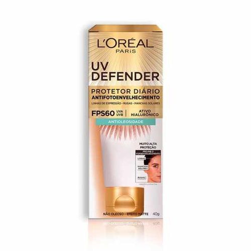 Protetor Solar Facial FPS 60 Antioleosidade L'Oréal UV Defender 40g