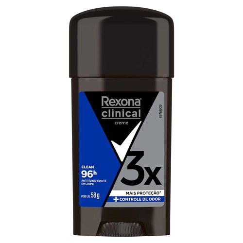 Desodorante Rexona Men Clinical Clean Masculino 96h Creme Stick 58g