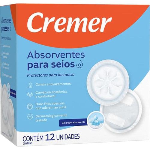 Absorventes para Seios Cremer com 12 Unidades