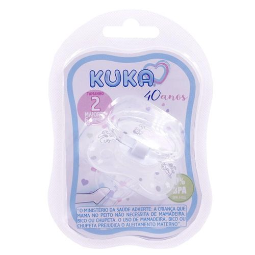 Chupeta Kuka Premium Bico Silicone Ortodôntico Branco Tamanho 2 com 1 Unidade