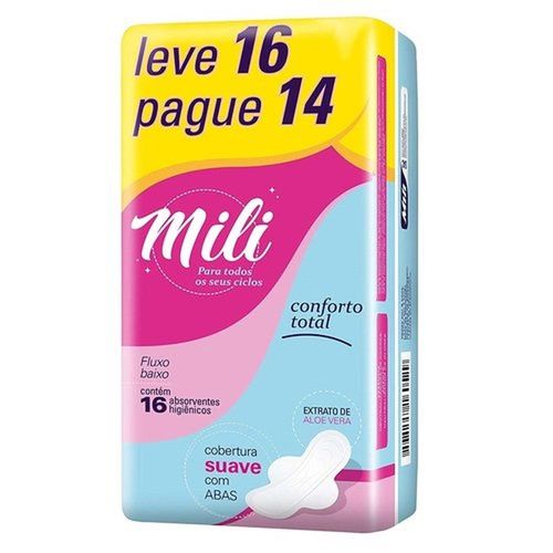 Absorvente Mili Confonto Total com Abas Pague 14 e Leve 16 Unidades