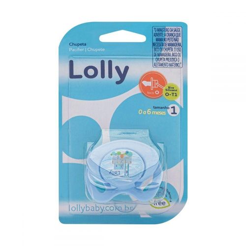 Chupeta Azul Lolly Fase 1 Bico de Silicone Ortodôntico com 1 Unidade