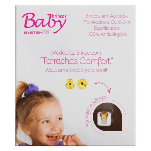 Brinco System Baby 75 Dourado Comfort Bolinha com 1 Par