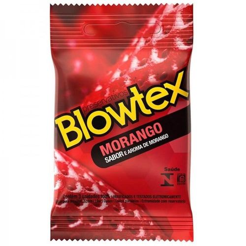 Preservativo Lubrificado Morango Blowtex Pacote com 3 Unidades