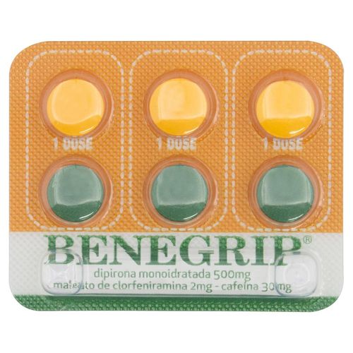 Benegrip 500mg + 30mg + 2mg com 6 Comprimidos Revestidos