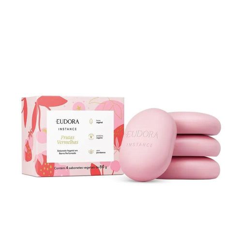 Sabonete Barra Vegetal Eudora Instance Frutas Vermelhas com 4 Unidades com 80g
