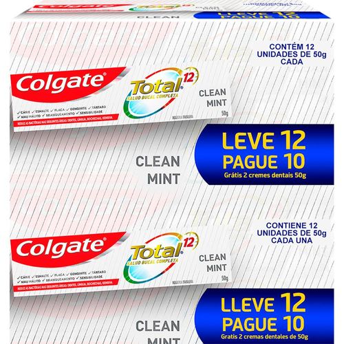 Creme Dental Total 12 Clean Mint Colgate Pague 10 e Leve 12 Unidades com 90g