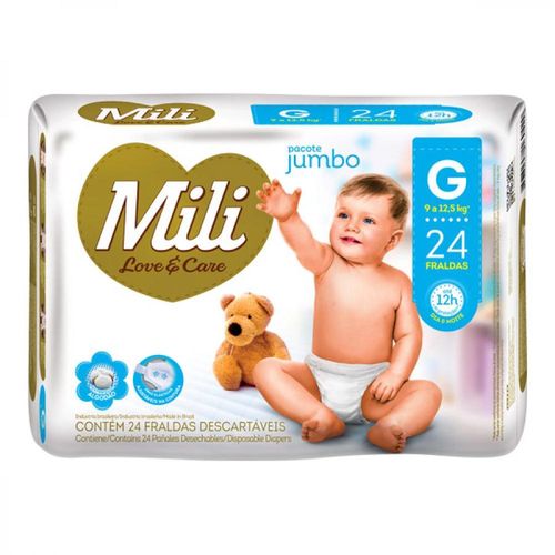 Fralda Descartável Mili Love&Care G com 24 Unidades