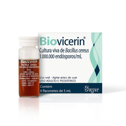Biovicerin 1 Milhão Endósporos/ml Suspensão de Uso Oral com 6 Flaconetes com 5ml