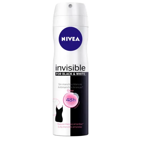 Desodorante Antitranspirante Aerosol Nivea Black&White Invisible Clear 150ml