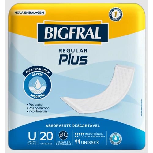Absorvente Bigfral Regular Plus com 20 Unidades