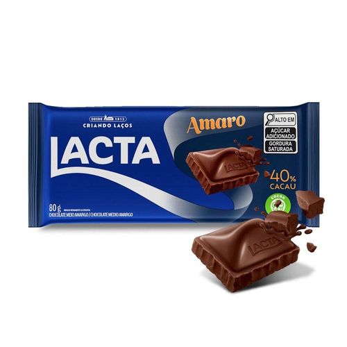 Chocolate Lacta Amaro Meio Amargo 40% Cacau 80g