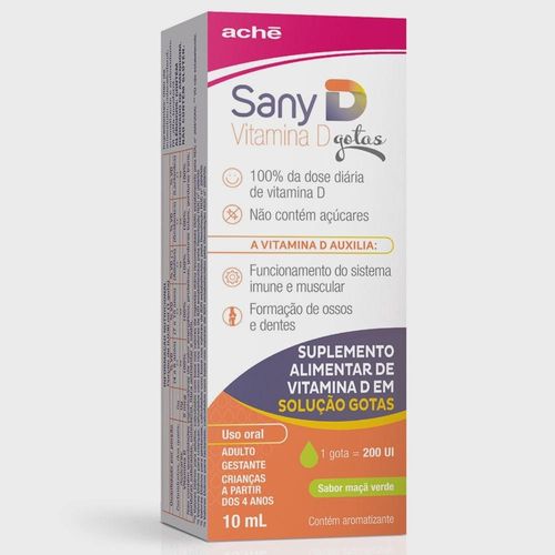 Sany D Gotas 200UI Solução Oral Sabor Maçã Verde 10ml
