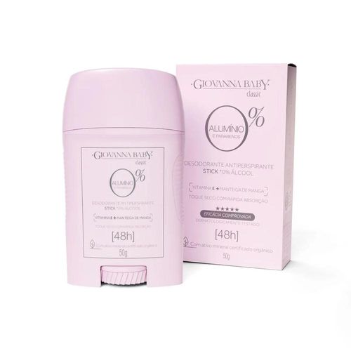 Desodorante Giovanna Baby Classic Sem Alumínio Feminino 48H Twist Stick 50g