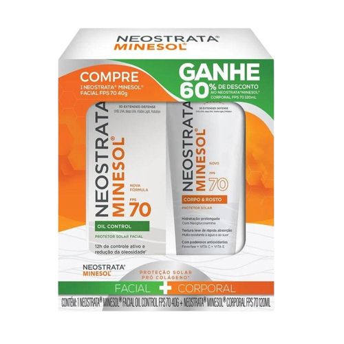 Kit Neotrata Minesol com Protetor Solar Facial FSP 70 40g + Protetor Solar Corporal FPS 70 120ml