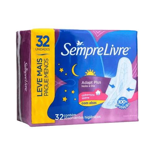 Sempre Livre Absorvente com Agentes Naturais Noturno Suave Pague 24 e Leve 32 Unidades