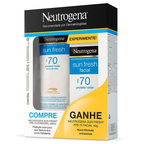 Kit Neutrogena Sun Fresh com 1 Protetor Solar Corporal FPS 70 com 200ml + 1 Protetor Solar Facial FPS 70 com 40g
