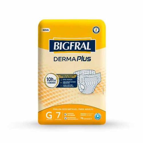 Fralda Descartável Adulto Bigfral Derma Plus G com 7 Unidades