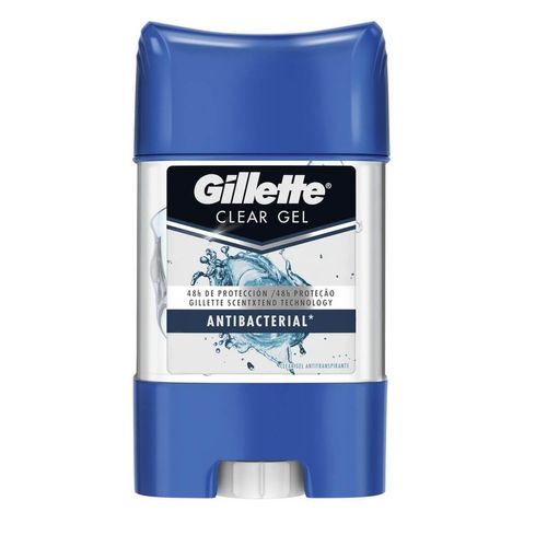 Desodorante Antitranspirante Clear Gel Gillette Antibacteriano Masculino com 82g