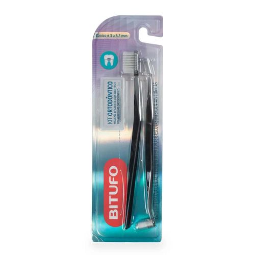 Kit Ortodôntico Bitufo com 1 Escova de Dentes + 1 Escova Interdental + 6 Refis Interdentais Cônicos
